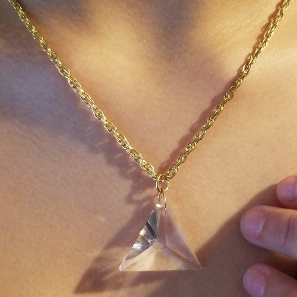 Necklace with crystal triangle pendant